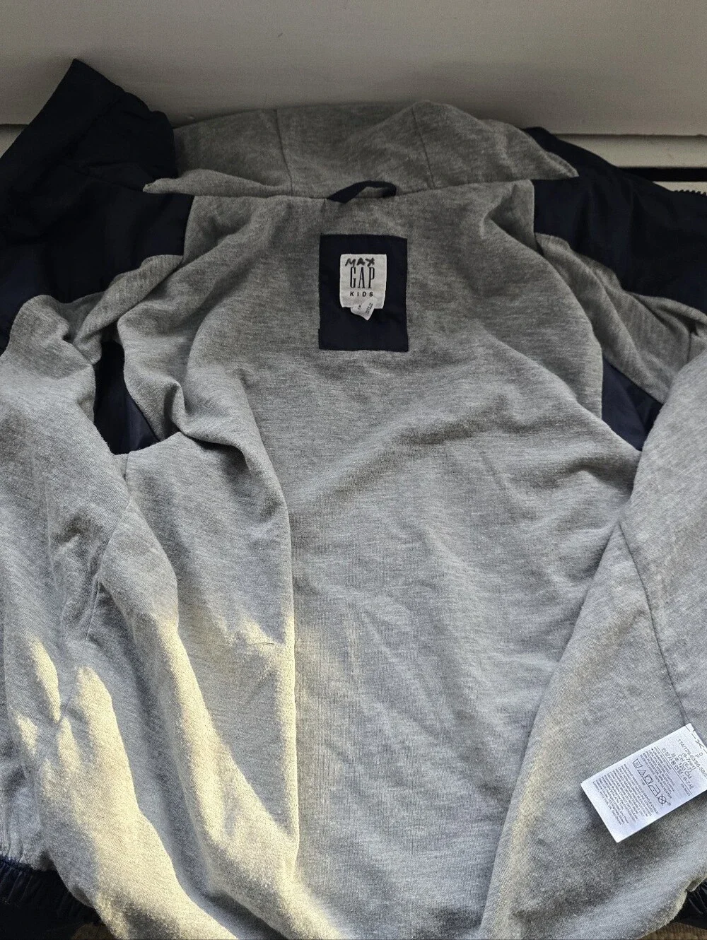 GAP Kids Navy Hooded Wind Breaker Jacket with Grey Lining